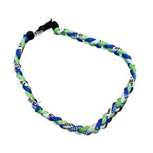 Triple Braided Sports Performance Titanium Necklace - Lime, Blue, & White